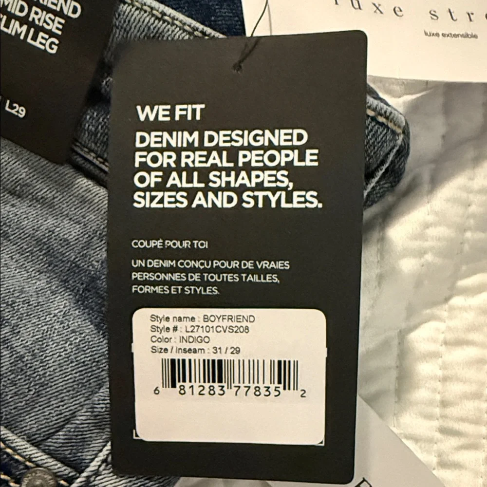Silver Jeans, Boyfriend Mid Rise Slim Leg Jeans Size 31 Inseam 29 NWT - Picture 5 of 5
